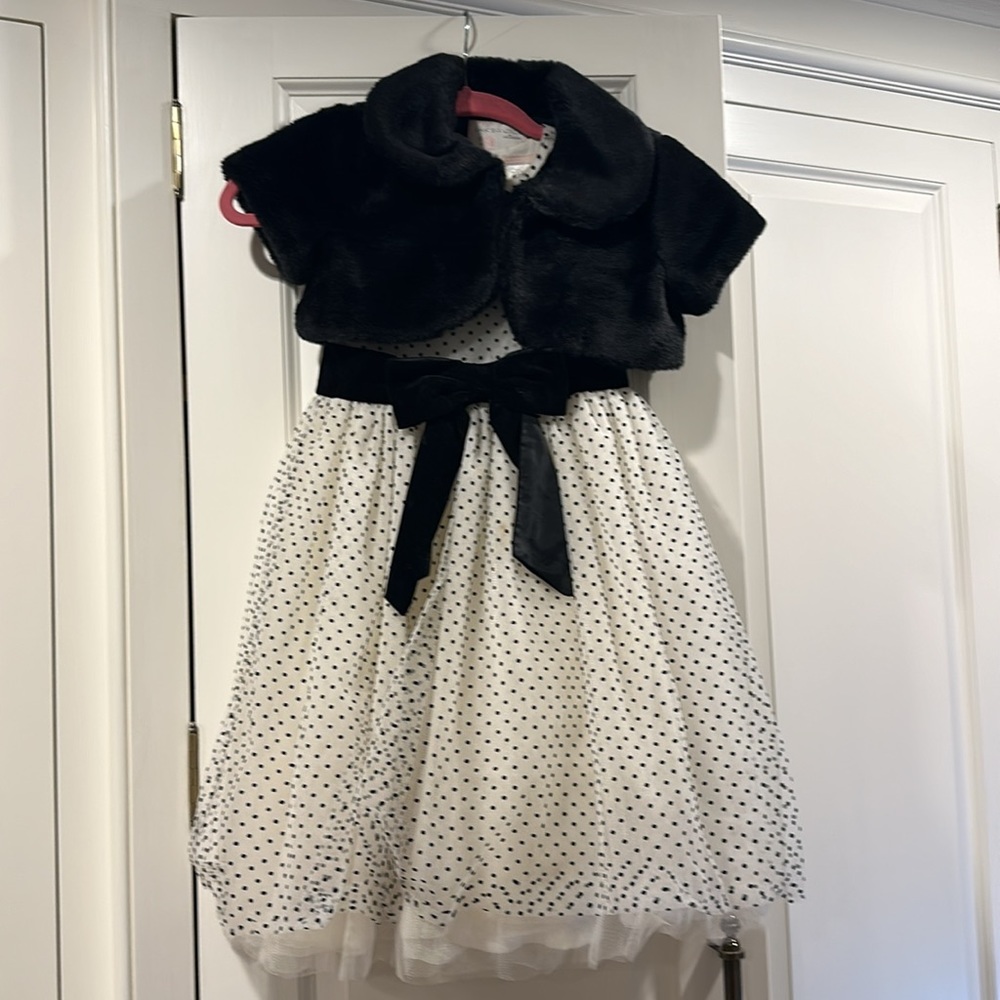 Janie and Jack special occasions dress includes fur cape and headband